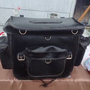 Black Patent Leather Men's Saddle Bag